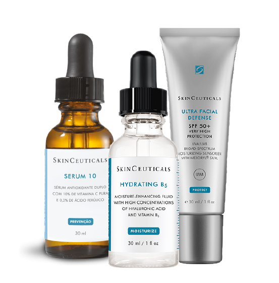SkinCeuticals TRÍO Tratamiento Antiedad y Fotoenvejecimiento- Serum 10 + Hydrating B5 con Ultra Facial UV Defense SPF50