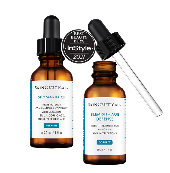 Skinceuticals DÚO Tratamiento Renueva tu piel- Silymarin CF + Blemish AGE Defense